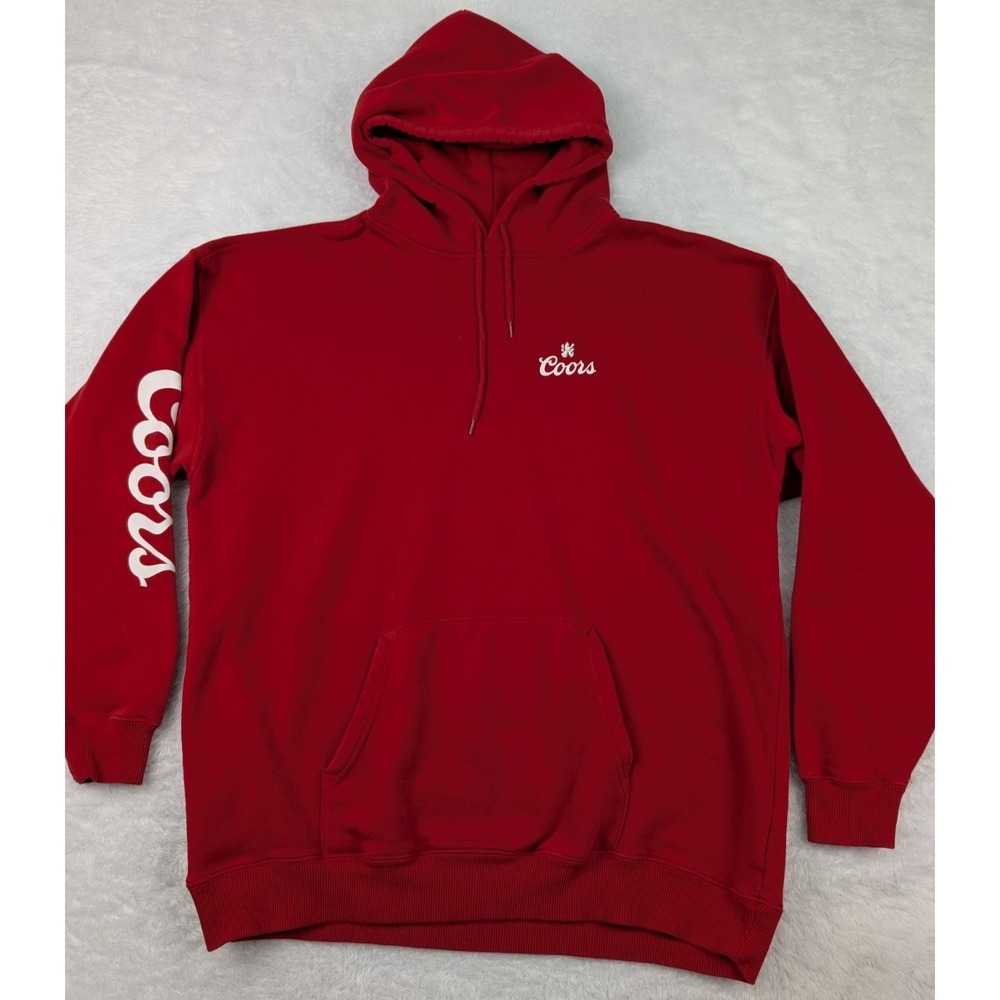 Brixton Coors Banquet Beer Hoodie Men's XL‎ Red Long Sleeve Pullover Logo